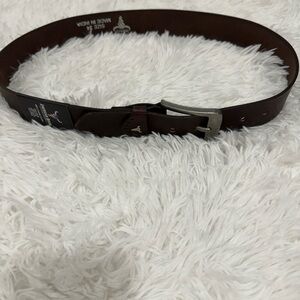 American Bison Size 34 Mens Brown Leather Belt silver Hardware